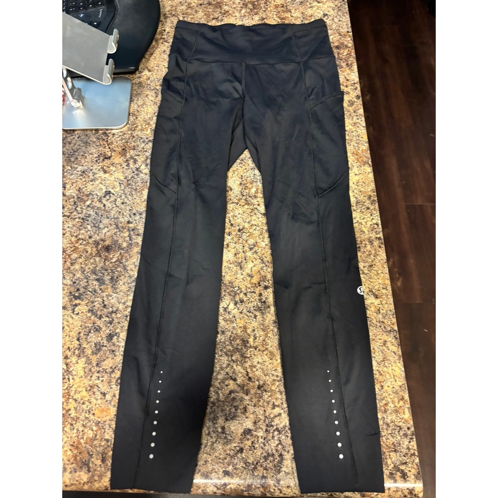 Lululemon Black High Rise Running Leggings with Pockets Size 6